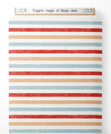 Tissu - Rayures rouges et bleues vives