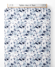 Tissu - Papillons bleus et fleurs