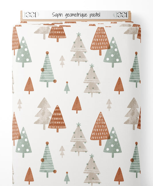 Tissu - Sapin géométrique pastel