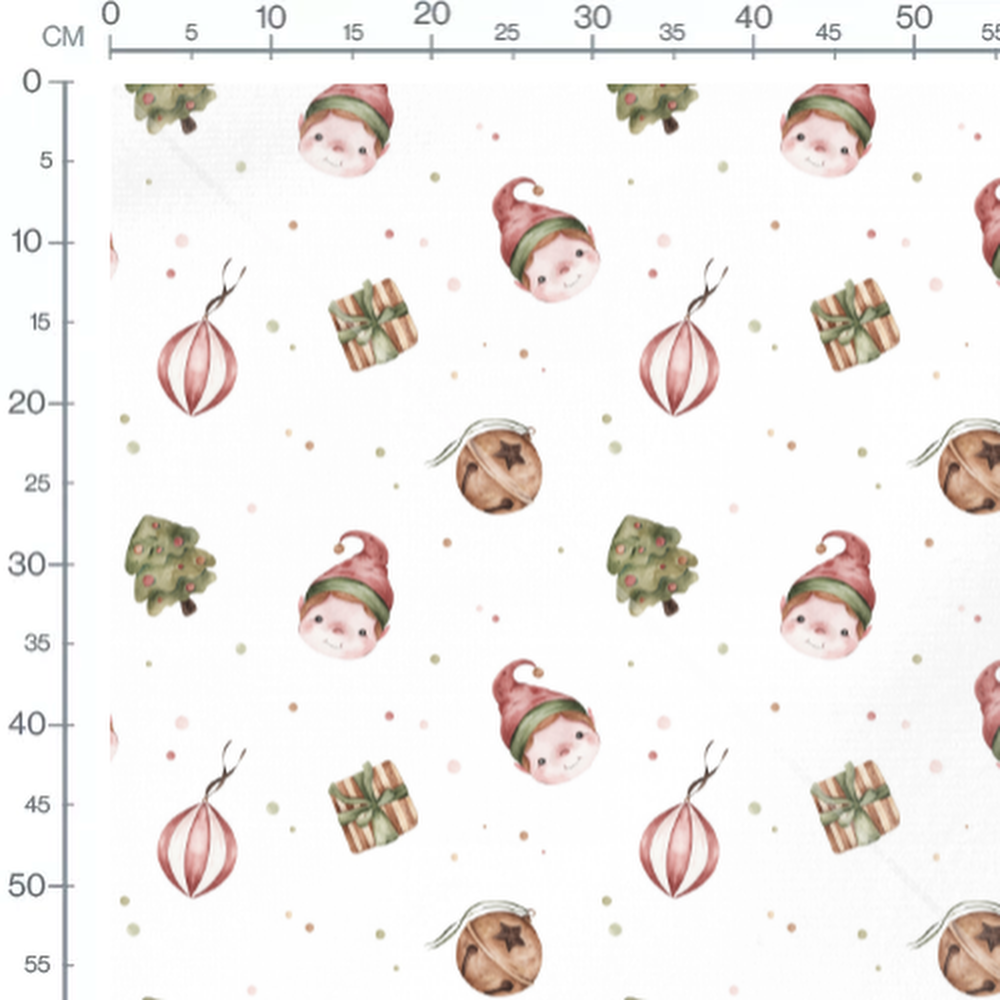 Tissu - Lutins et décorations rouges