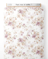 Tissu - Fleurs roses et violettes 7
