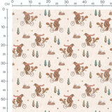 Tissu - Ours et écureuils à vélo