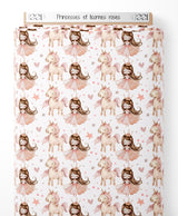 Tissu - Princesses et licornes roses