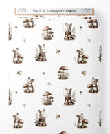 Tissu - Souris et champignons mignons
