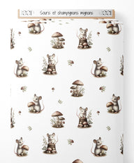 Tissu - Souris et champignons mignons
