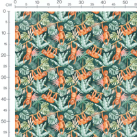 Tissu - Orang-outans et feuillages
