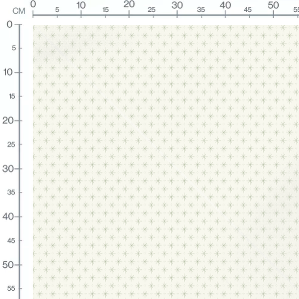 Tissu - Étoiles vertes sur fond crème