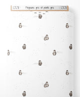 Tissu - Pingouins gris et points gris