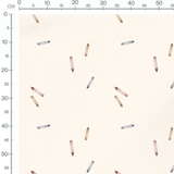 Tissu - Crayons multicolores sur fond beige