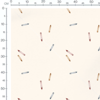 Tissu - Crayons multicolores sur fond beige