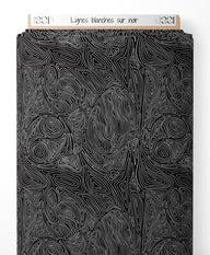 Tissu - Lignes blanches sur noir