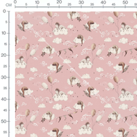 Tissu - Nuages souriants et étoiles 2