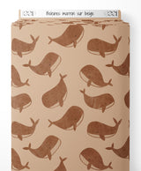 Tissu - Baleines marron sur beige