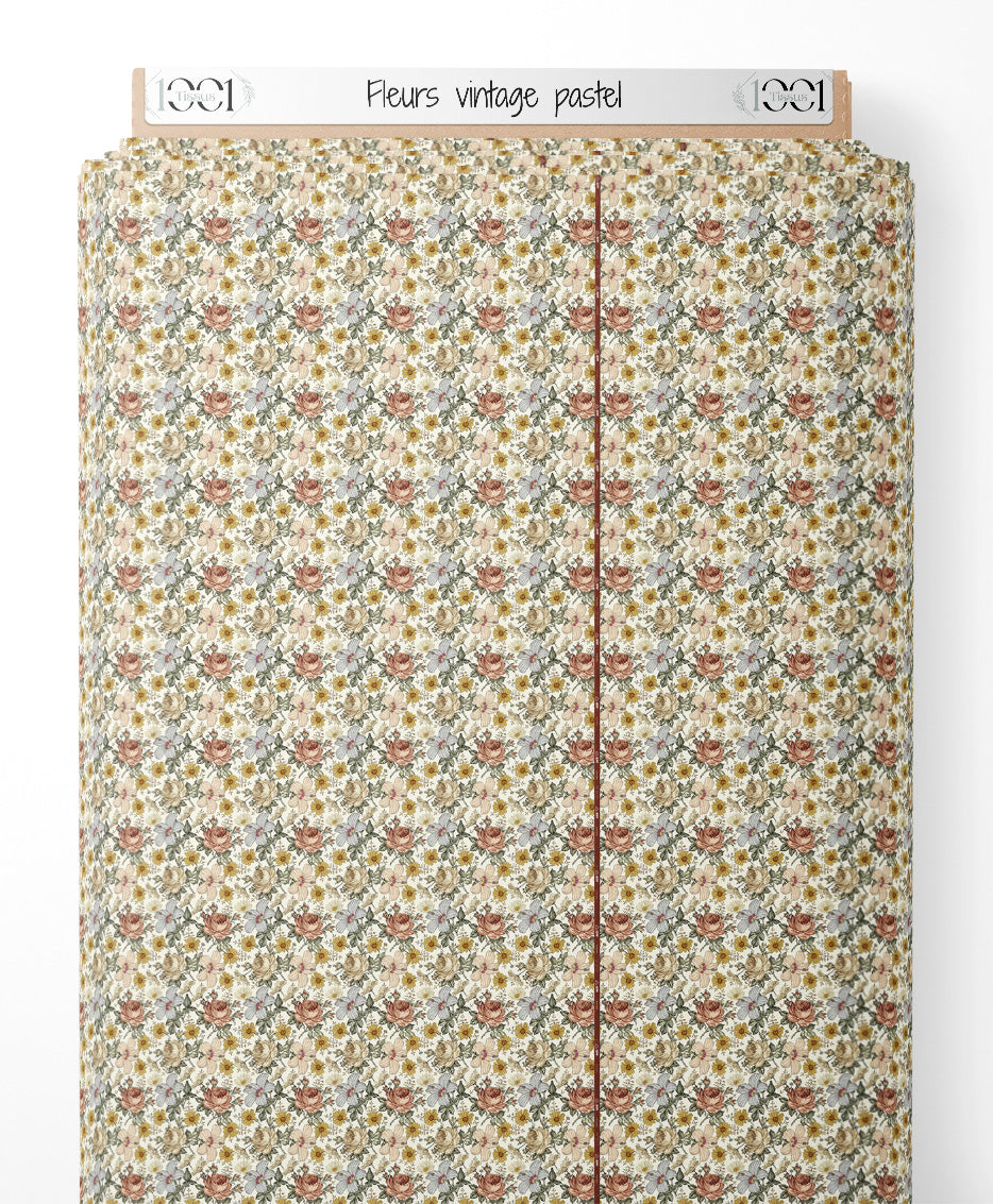 Tissu - Fleurs vintage pastel