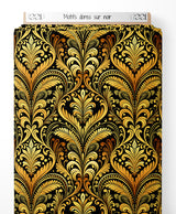 Tissu - Motifs dorés sur noir
