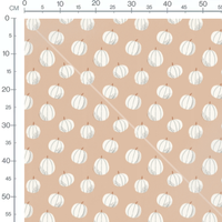 Tissu - Citrouilles blanches sur beige