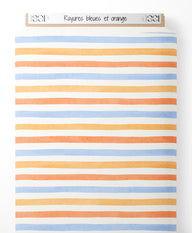 Tissu - Rayures bleues et orange
