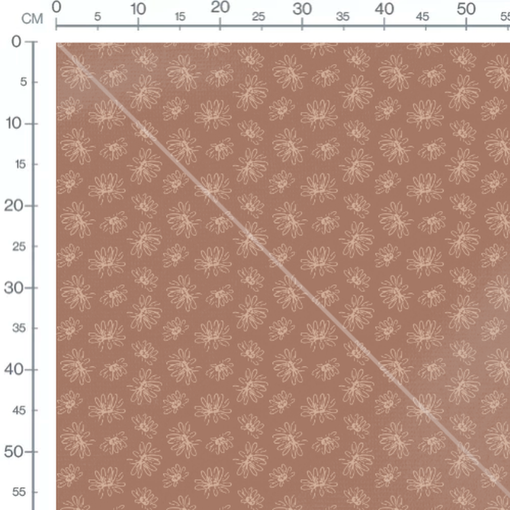 Tissu - Fleurs beige sur fond marron