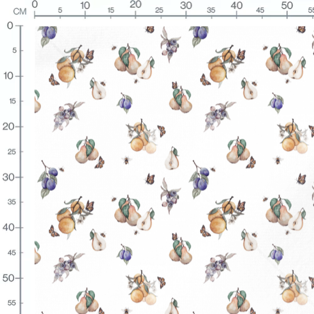 Tissu - Fruits colorés et abeilles