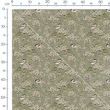 Tissu - Oiseaux bruns et fleurs blanches 2
