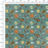 Tissu - Cosmos vibrant sur fond vert