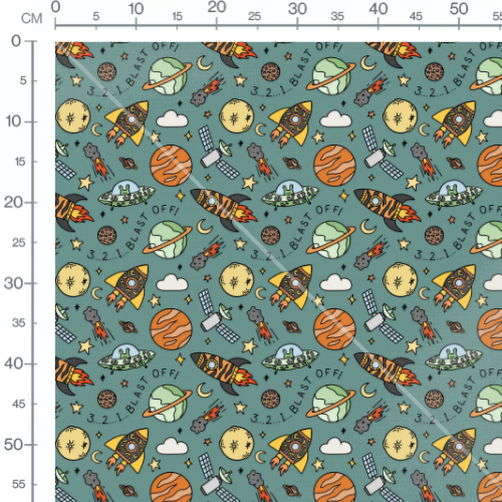 Tissu - Cosmos vibrant sur fond vert