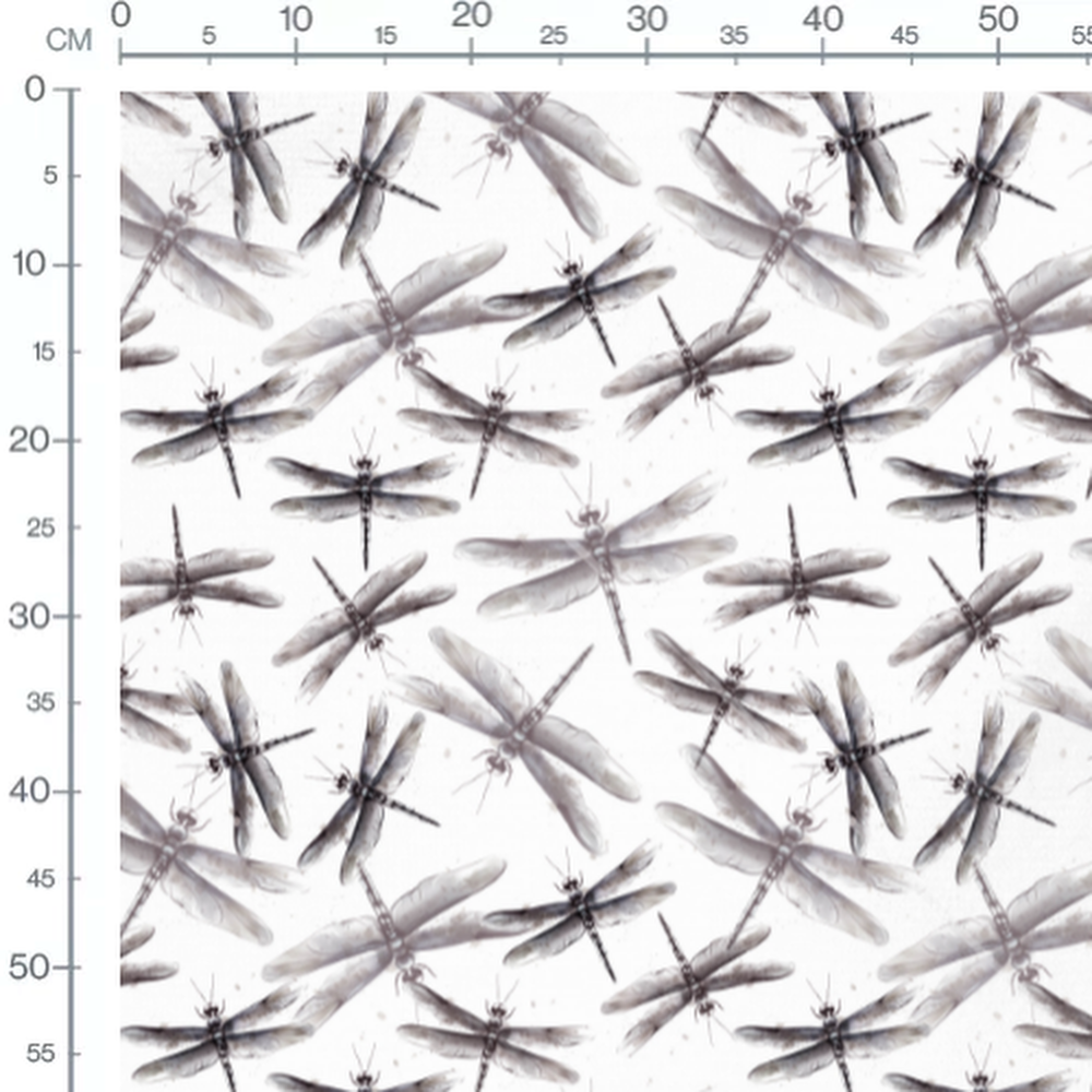 Tissu - Libellules grises aquarelle