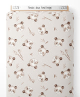Tissu - Pandas doux sur fond beige