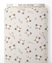 Tissu - Pandas doux sur fond beige