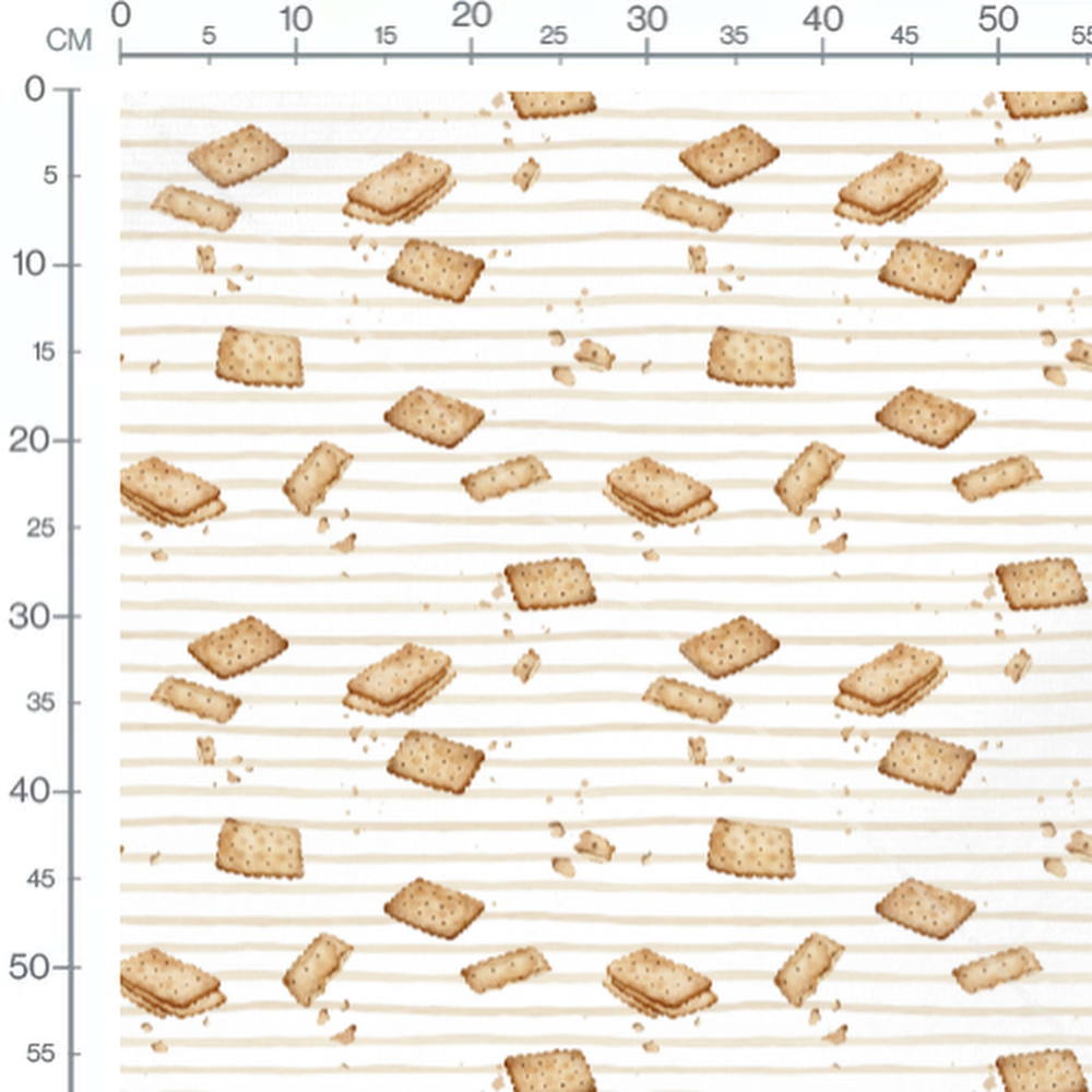 Tissu - Biscuits dorés sur rayures claires
