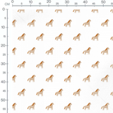 Tissu - Chevaux marron sur blanc