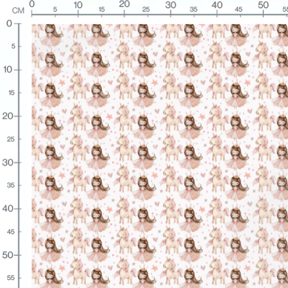 Tissu - Princesses et licornes roses