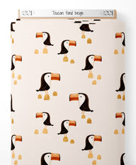 Tissu - Toucan sur fond beige