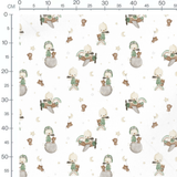 Tissu - Enfants et oursons spatiaux