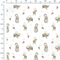 Tissu - Enfants et oursons spatiaux