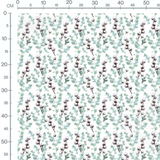 Tissu - Branches de coton et feuilles