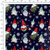 Tissu - gnome de Noel fond bleu et flocons