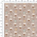 Tissu - Éléphants montgolfières colorées