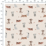 Tissu - Chiens et os beige