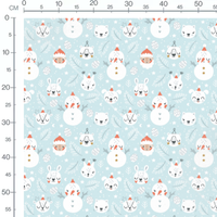 Tissu - Animaux et flocons de Noël