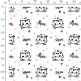 Tissu - Chats et empreintes roses
