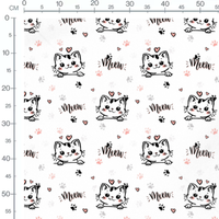 Tissu - Chats et empreintes roses