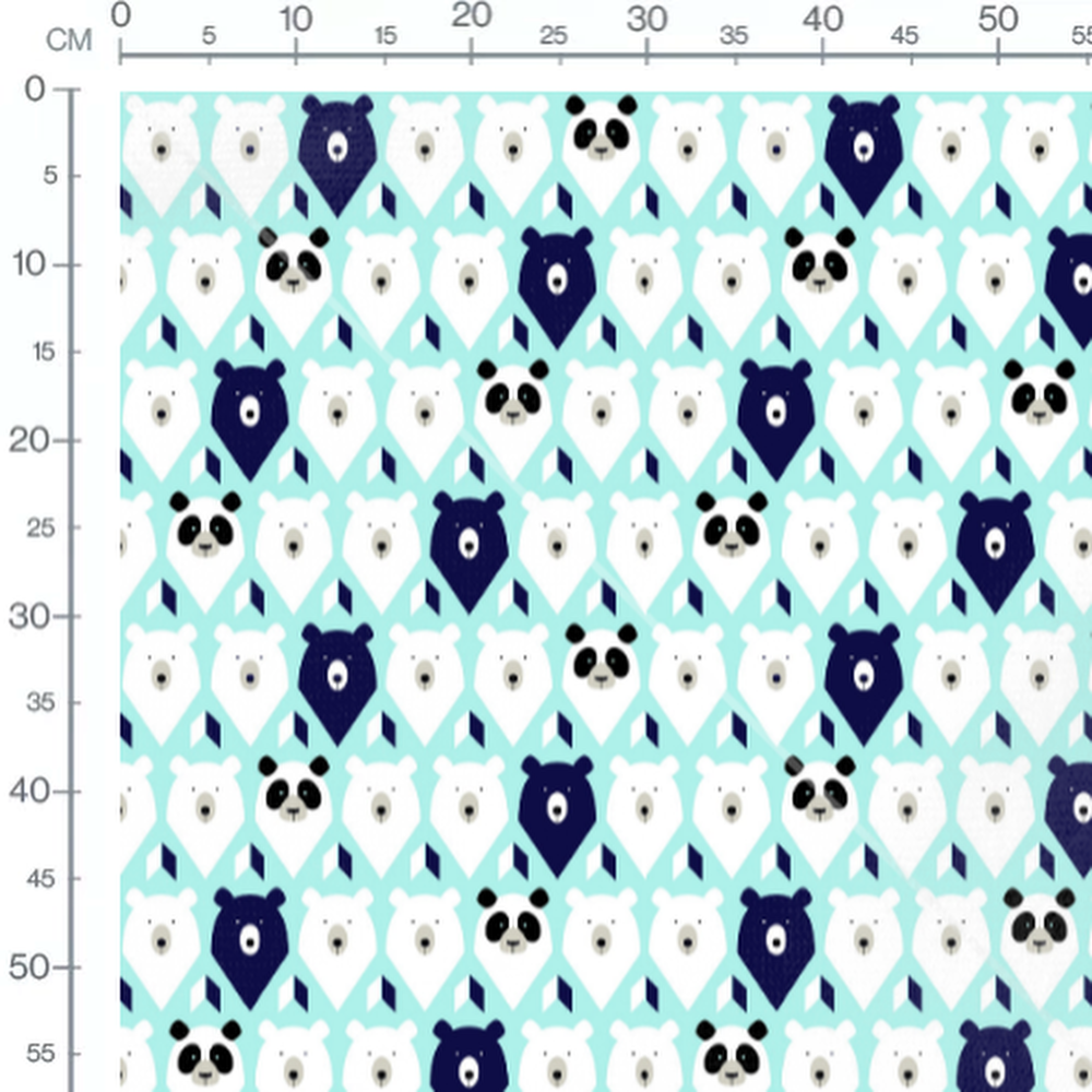 Tissu - Ours et pandas en losanges
