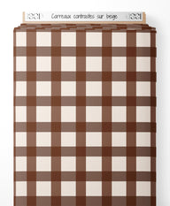 Tissu - Carreaux contrastés sur beige