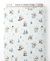 Tissu - Animaux en écharpe et neige