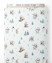 Tissu - Animaux en écharpe et neige