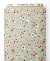 Tissu - Fleurs pastel sur fond vert 2