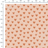 Tissu - Cœurs marron sur beige 2