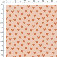 Tissu - Cœurs marron sur beige 2