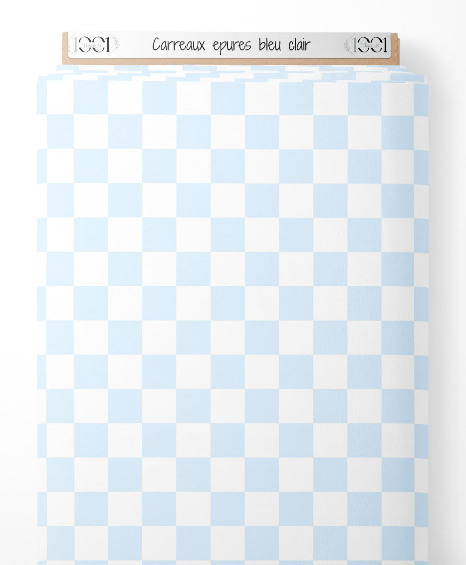 Tissu - Carreaux épurés bleu clair